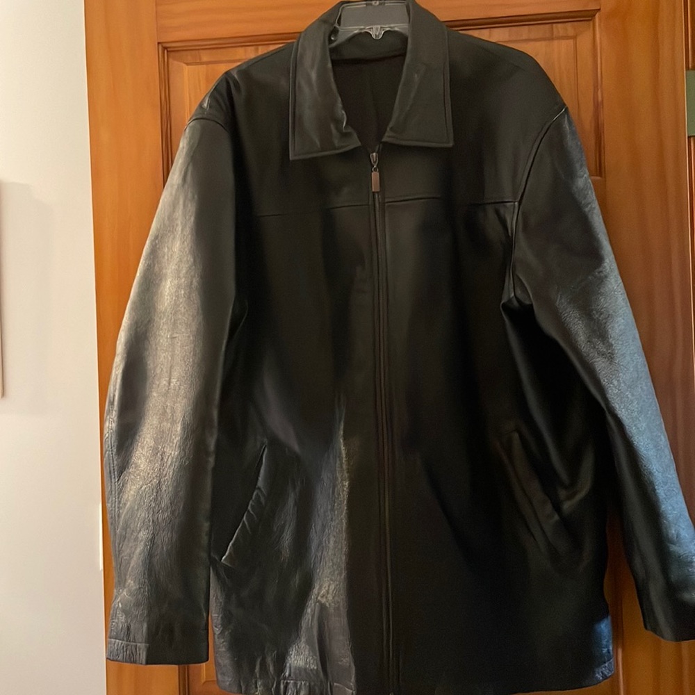 Black leather coat